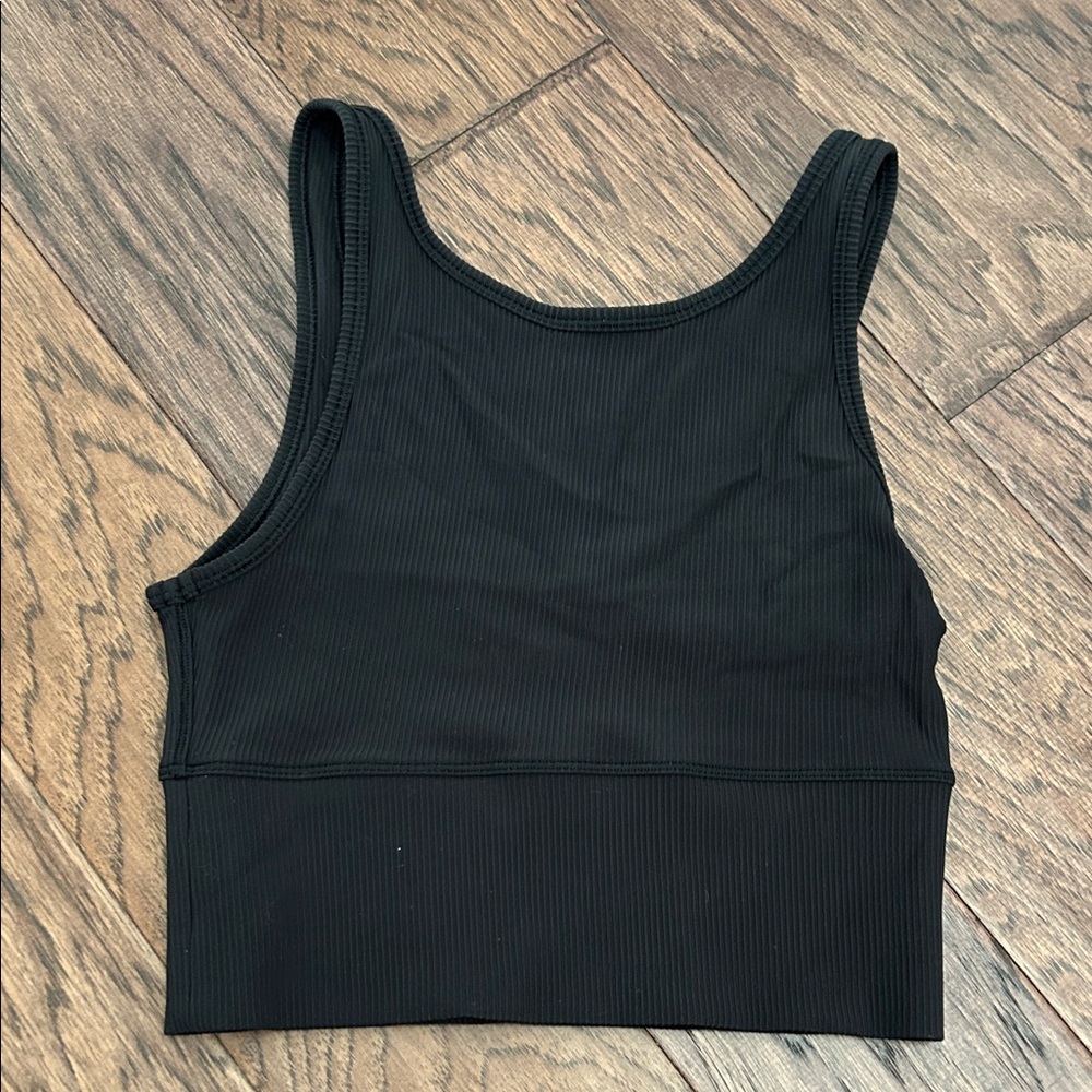 Lululemon Black Ribbed Cropped Tank Top